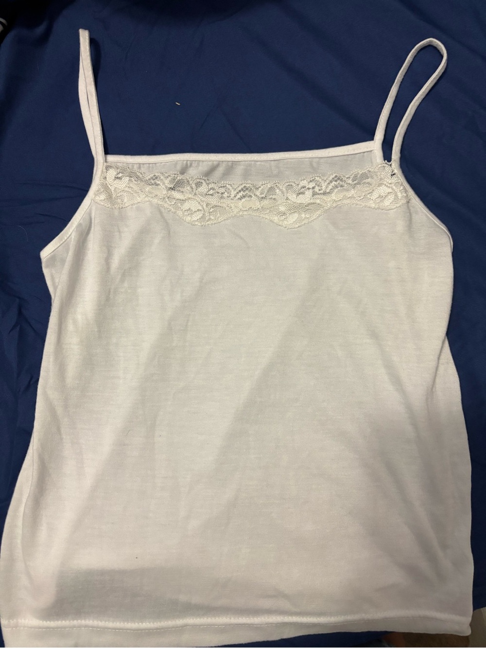 Women's White Lace-Trim Camisole Tank Top